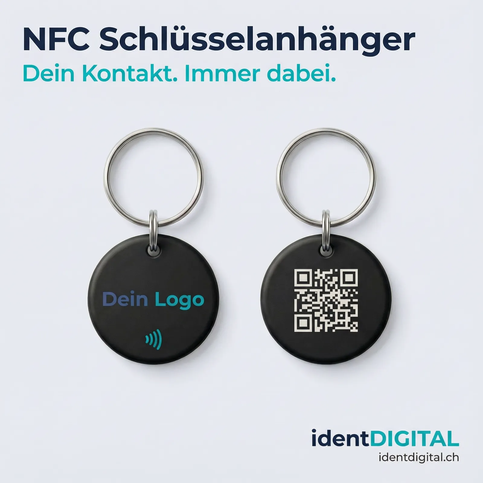 NFC & QR-Code Schlüsselanhänger PVC – Digitale Visitenkarte mit Mini-Landingpage