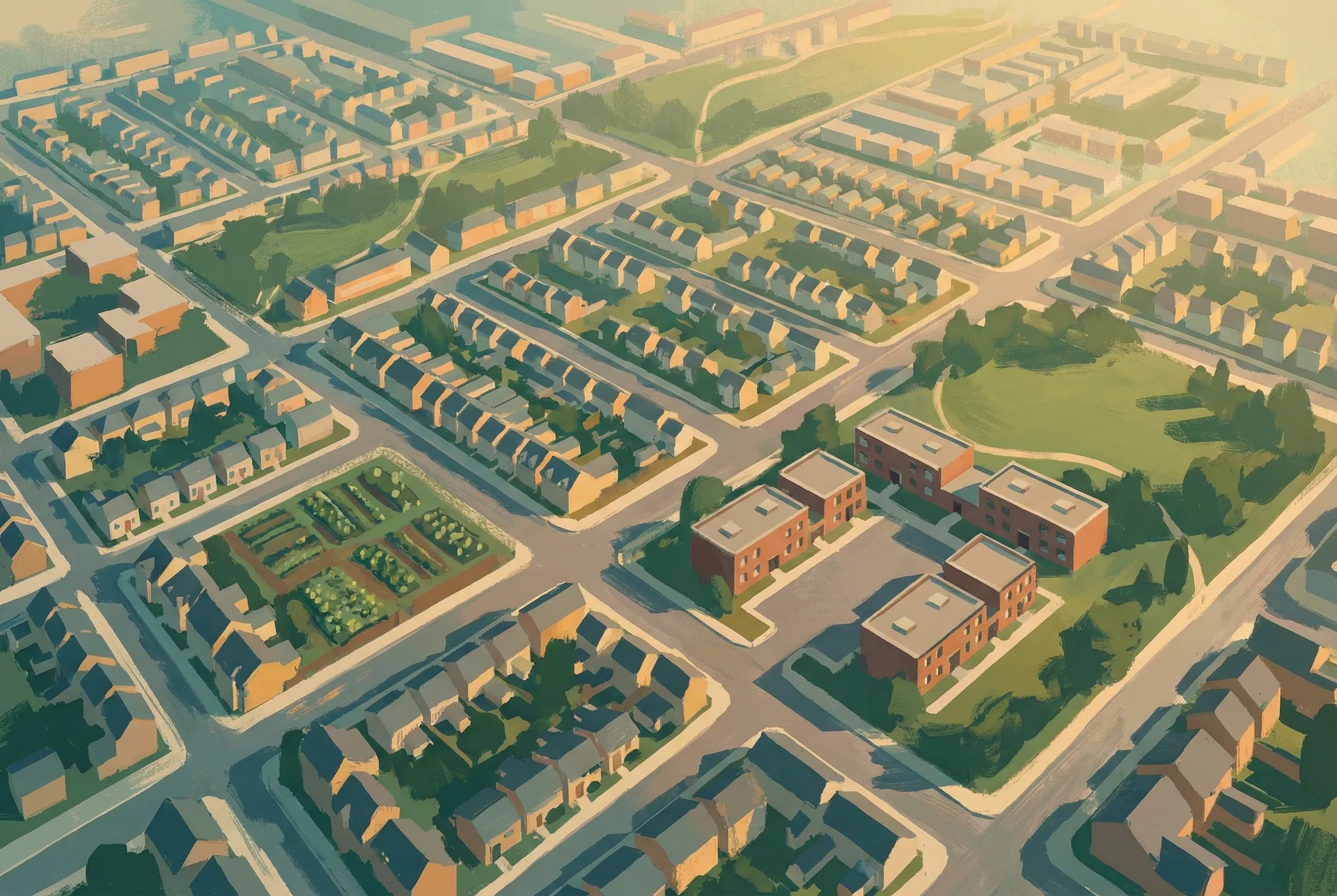 Midwest housing communities aerial view