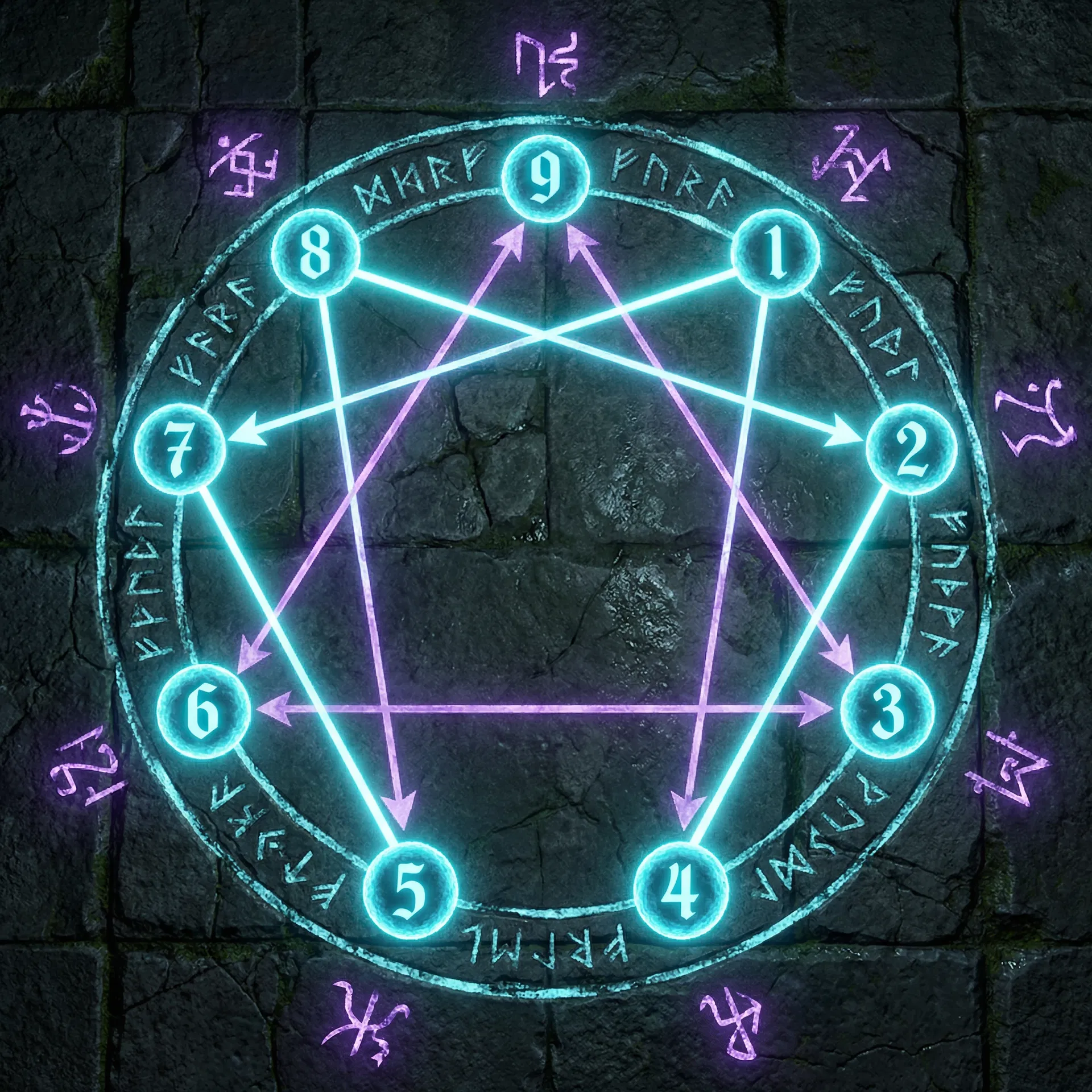 エニアグラム配置図 - ウィングは隣接するタイプ