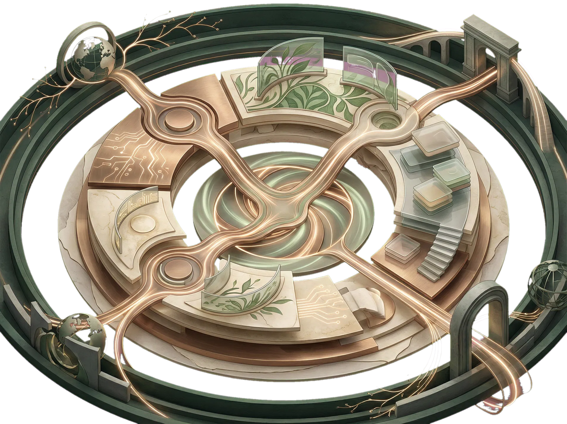 GBK Nexus 생태계의 순환 구조를 시각화한 아트 이미지