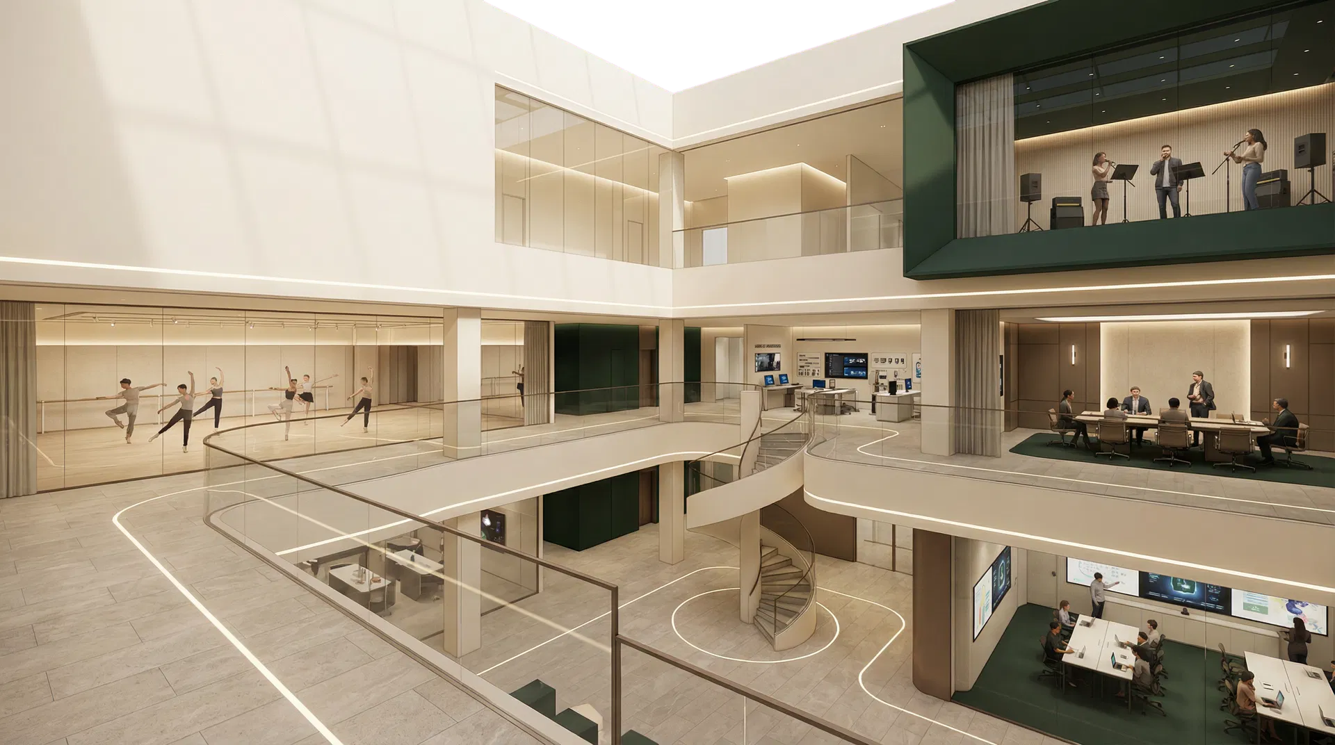 GBK Nexus의 자기표현 교육과 AI 창작 생태계를 상징하는 아트리움 비주얼