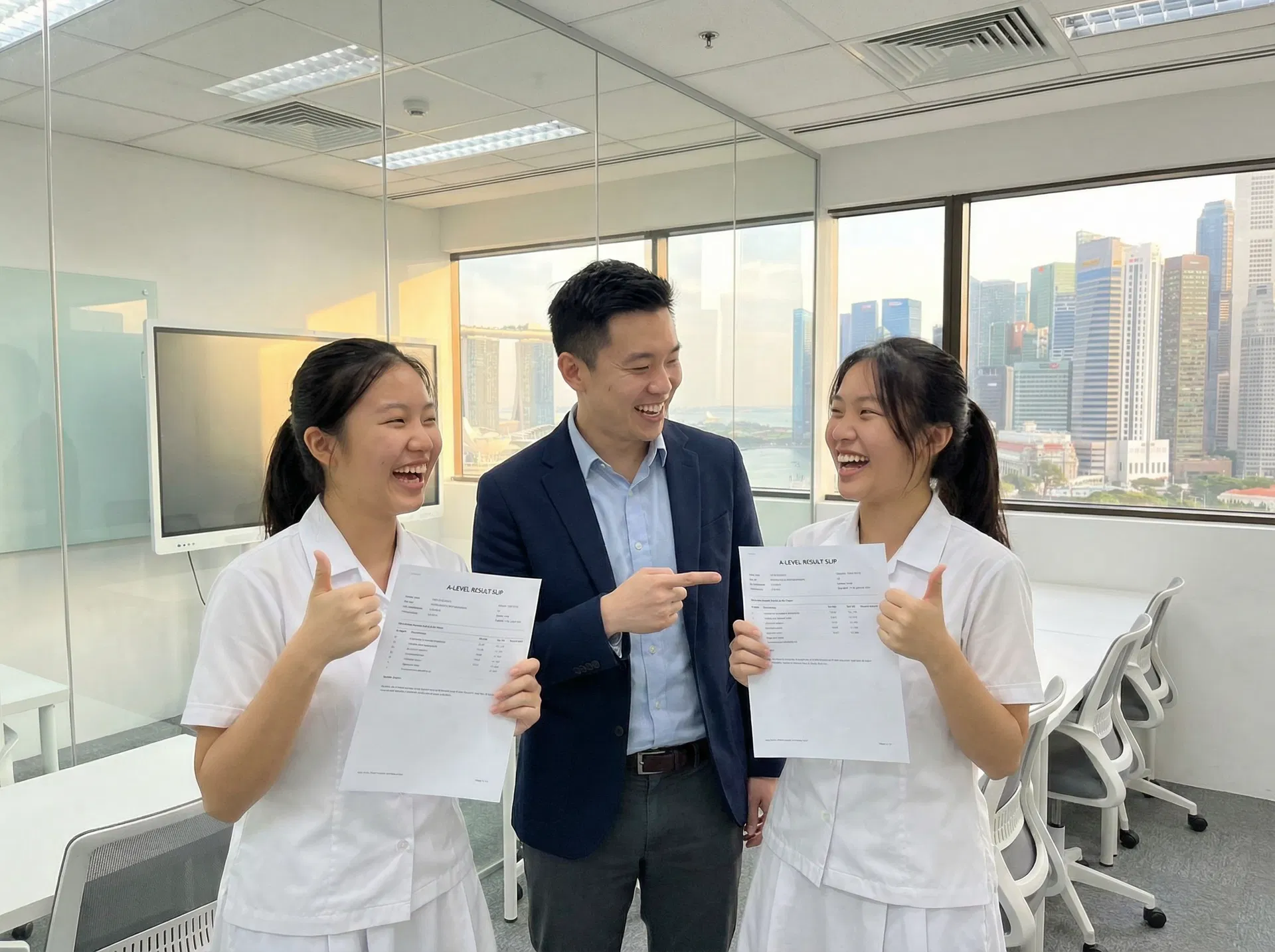 JC students with A-level results