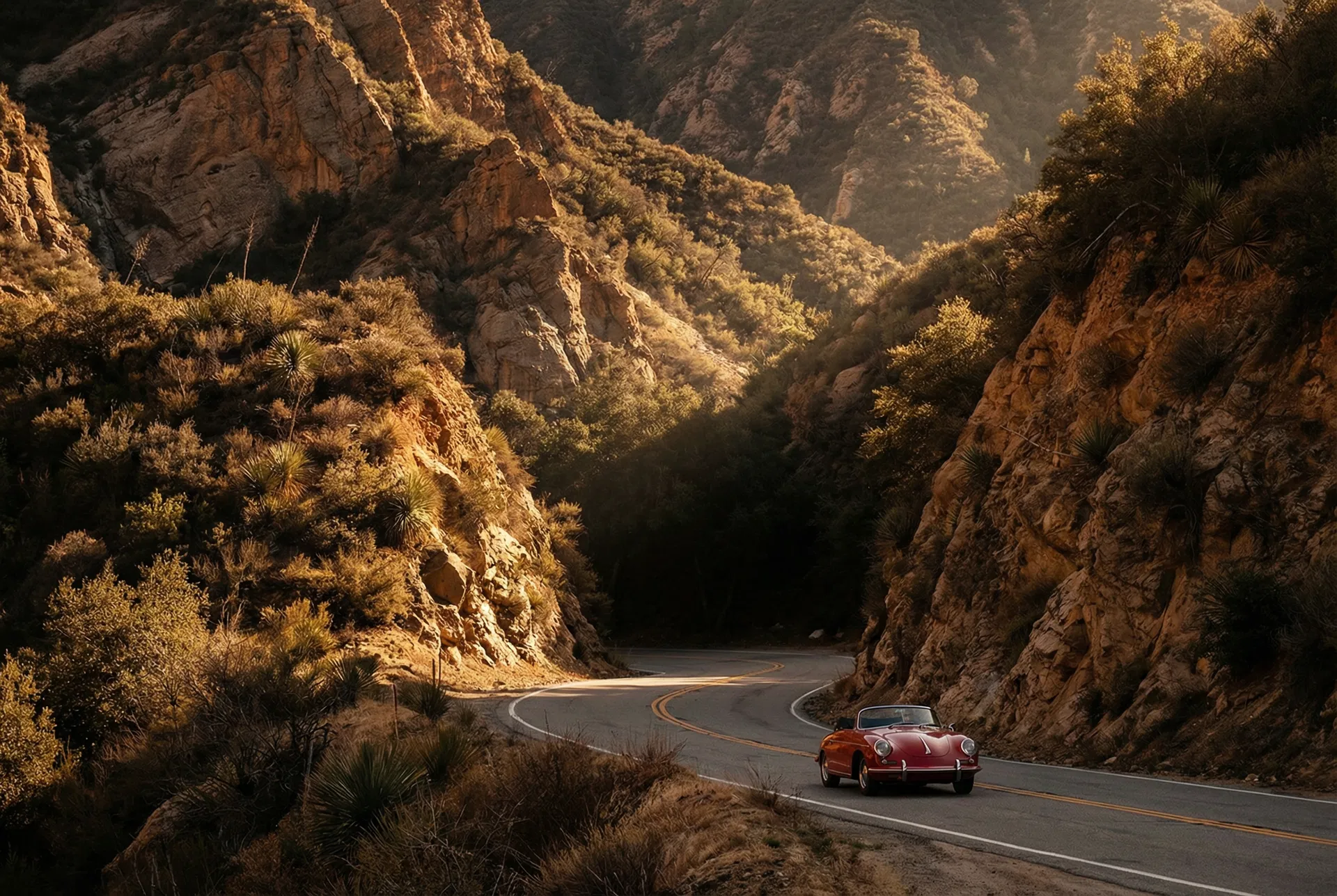 Highway 33 winding through Los Padres canyon