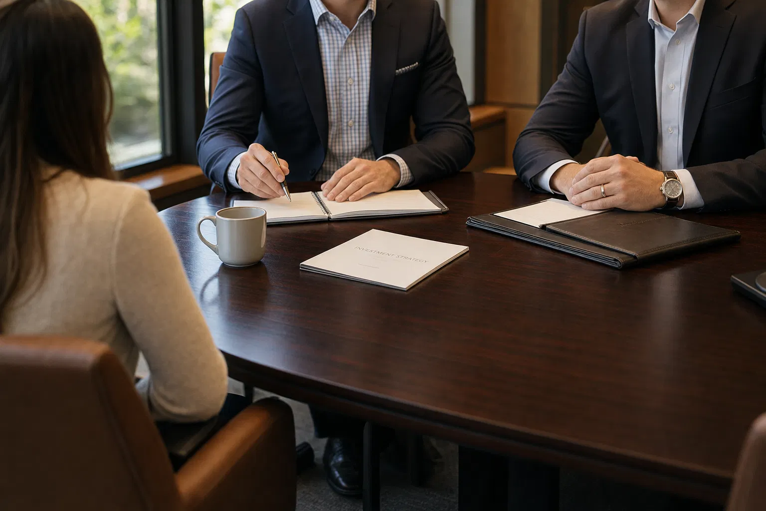 Potomac Wealth Management advisors meeting with a client