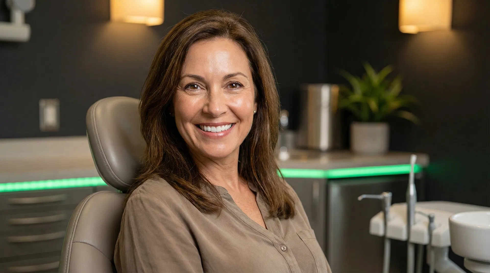 Patient with a beautifully restored smile after dental implant treatment at Foundation Dental Specialists