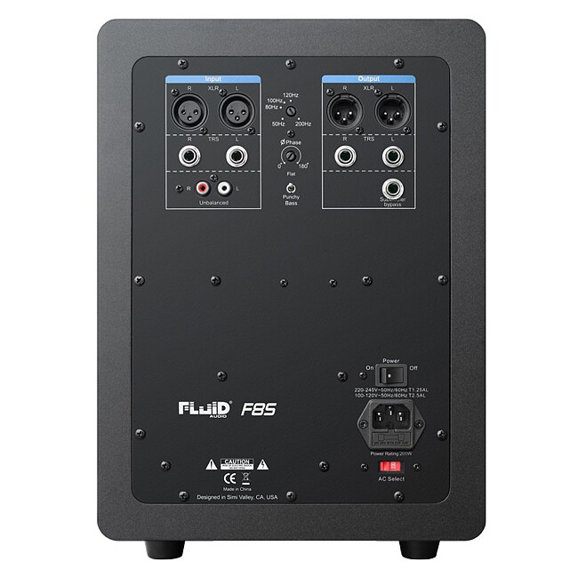 FLUID AUDIO F8S aktiv 200Watt/8Zoll Studio-Subwoofer, black - Bild 3