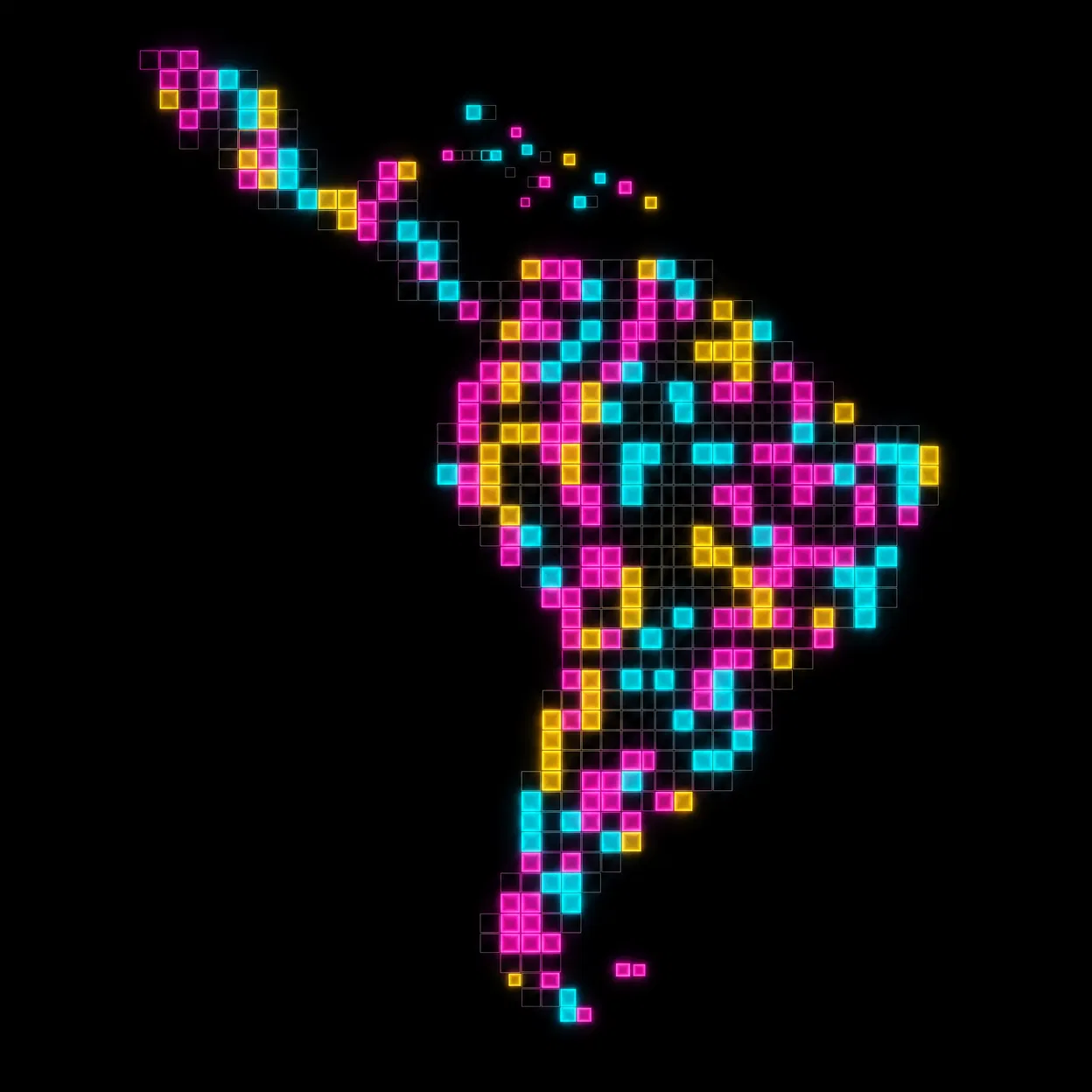 Mapa de América Latina en píxeles