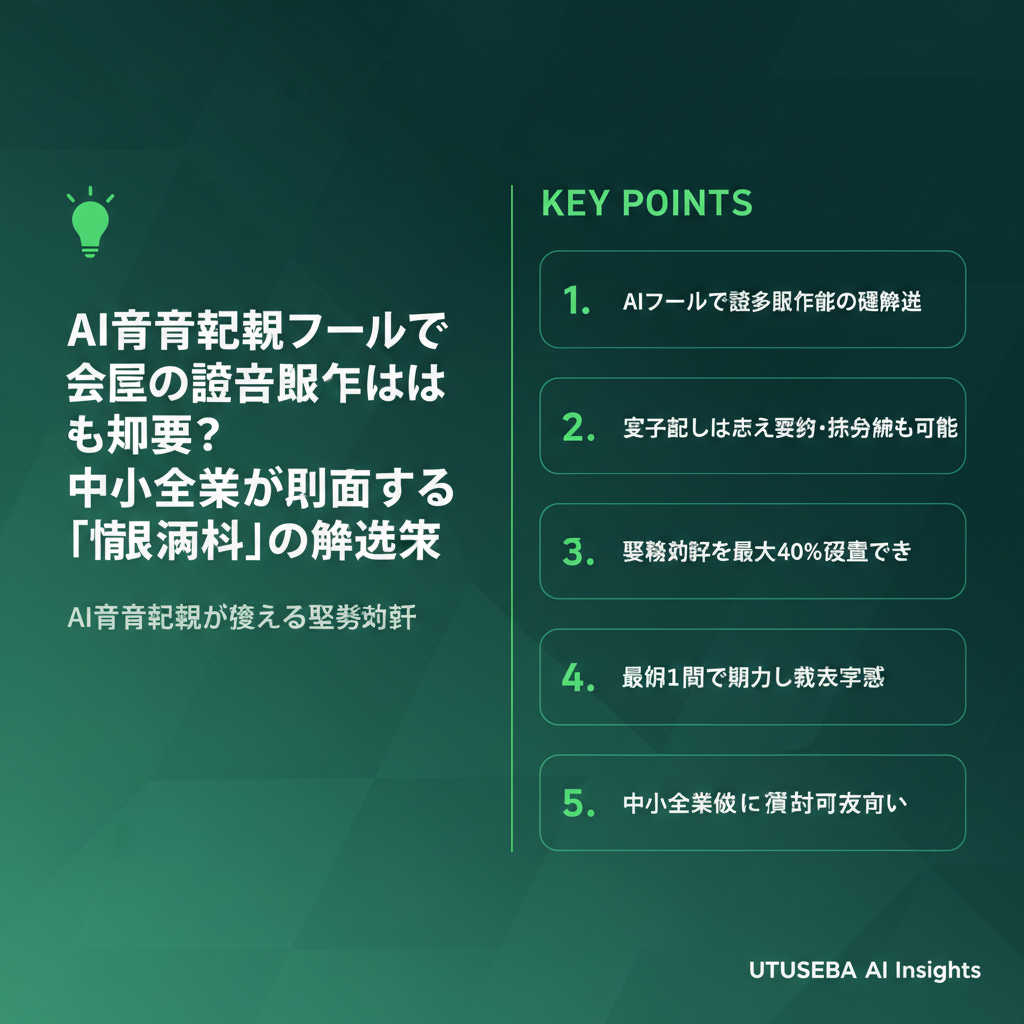 AI音声認識ツールで会議の議事録作成はもう不要？中小企業が直面する「情報洪水」の解決策 - まとめ