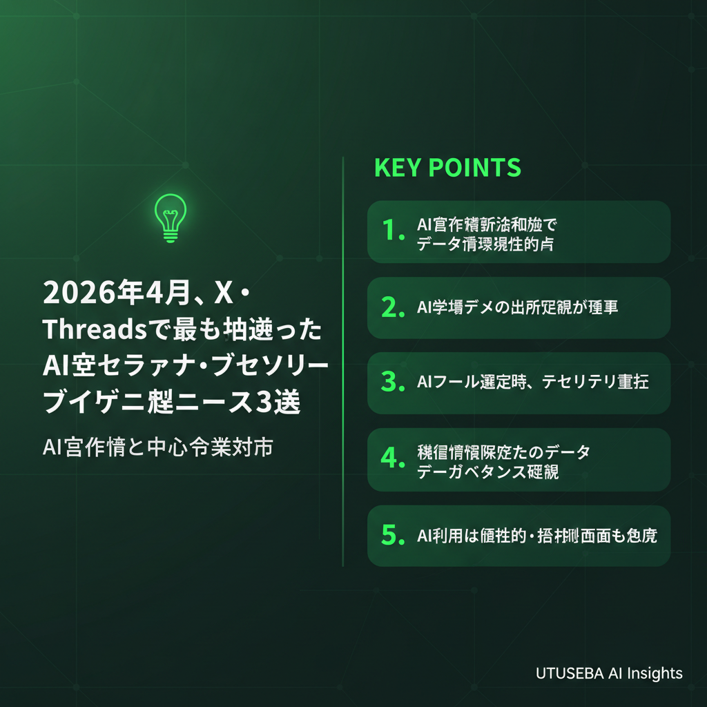 2026年4月、X・Threadsで最も話題になったAIセキュリティ・プライバシー関連ニュース3選 - まとめ