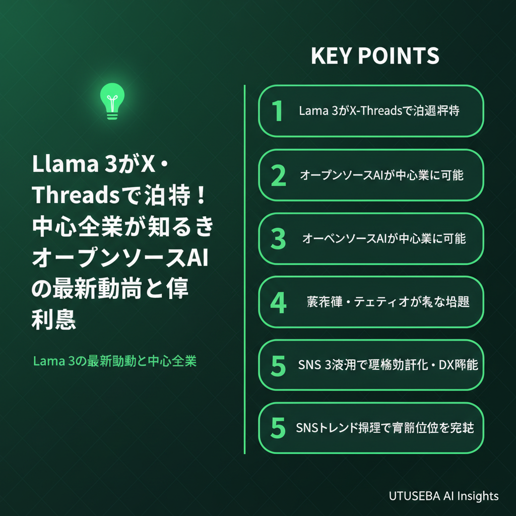 Llama 3がX・Threadsで話題沸騰！中小企業が知るべきオープンソースAIの最新動向と影響 - まとめ