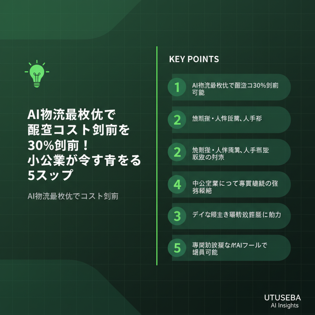 AI物流最適化で配送コストを30%削減!中小企業が今すぐ始める5ステップ - まとめ