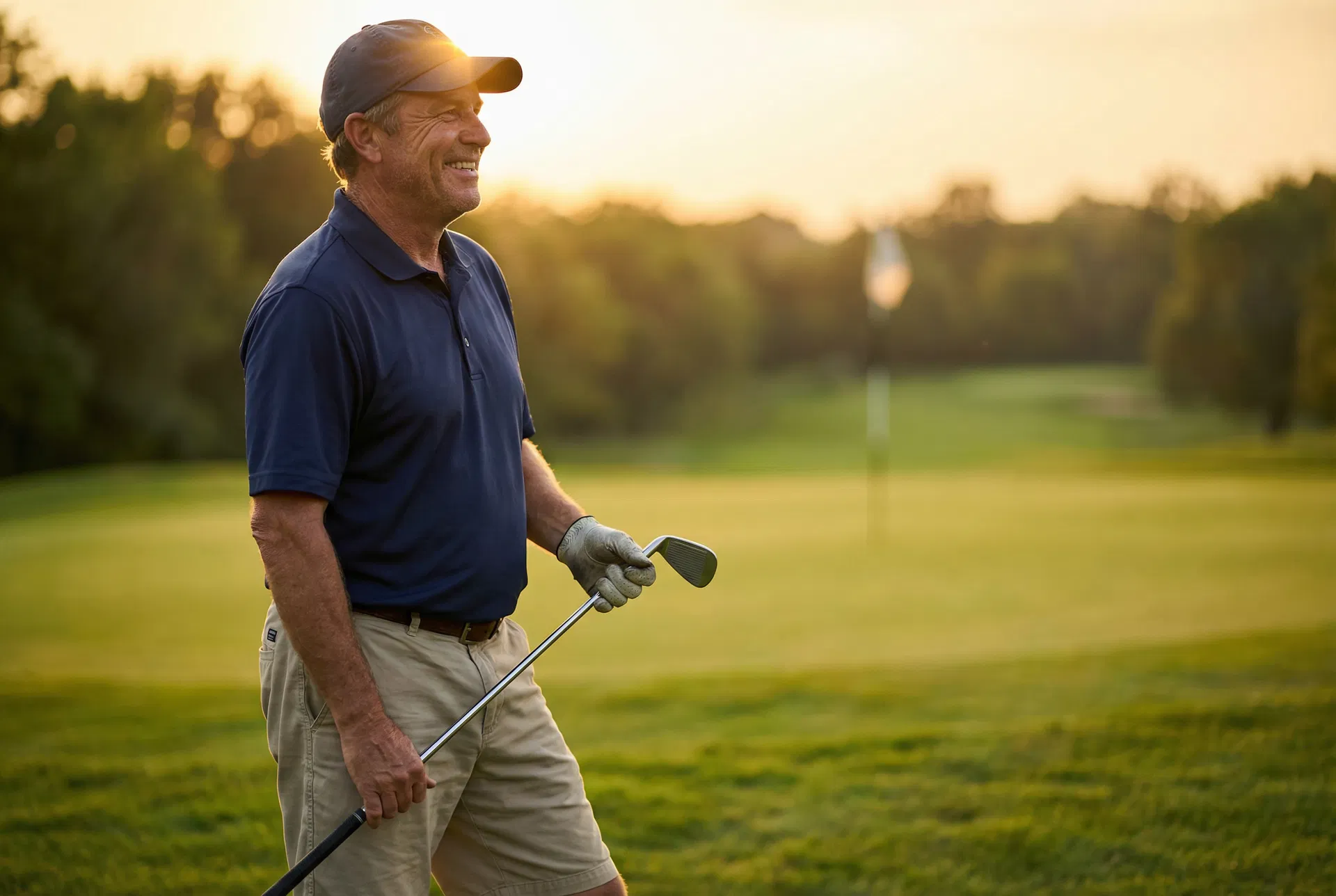 Happy golfer on the course