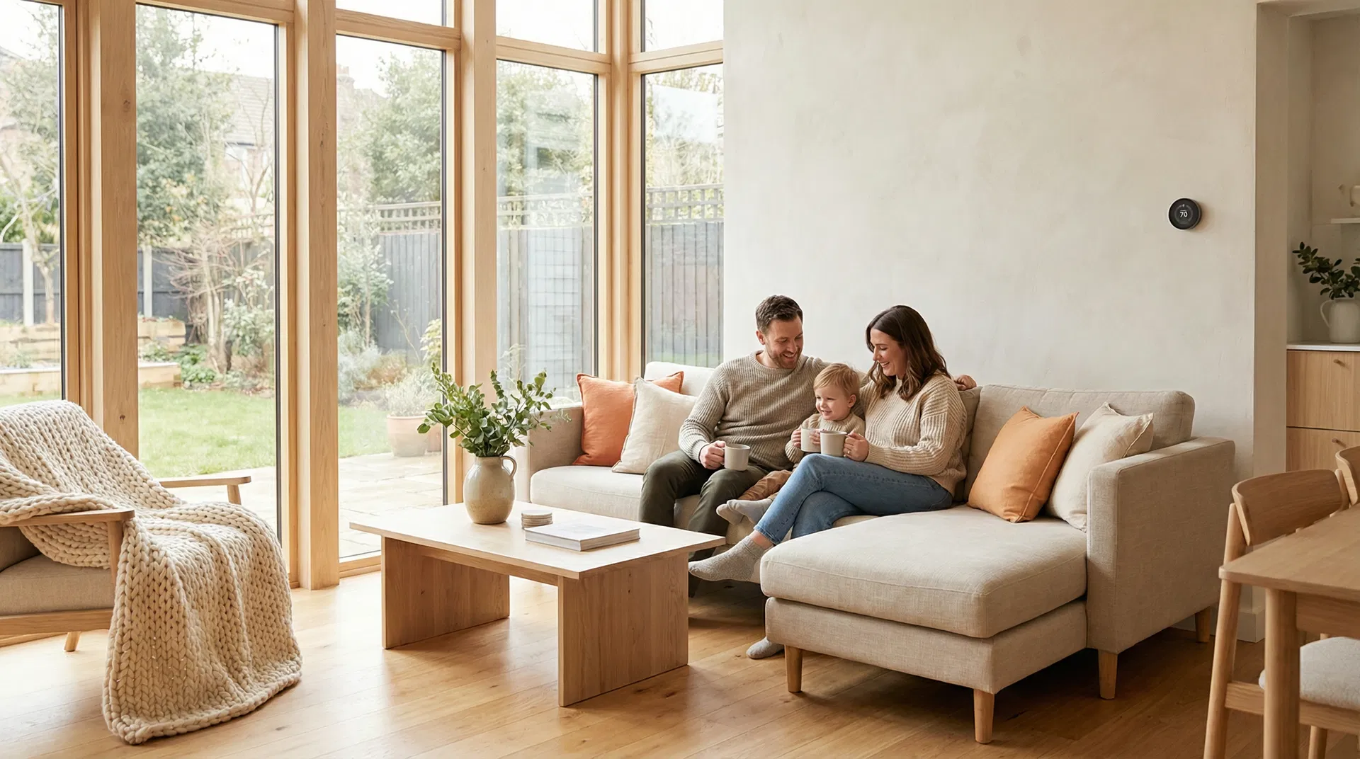 Modernes Wohnzimmer mit Familie