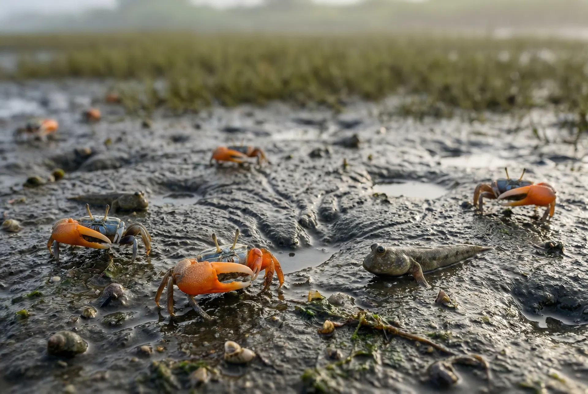 吉野川河口域の干潟とシオマネキ
