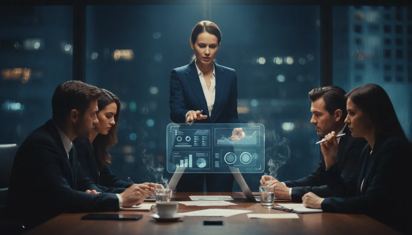 Consultor de vendas em reunião B2B internacional