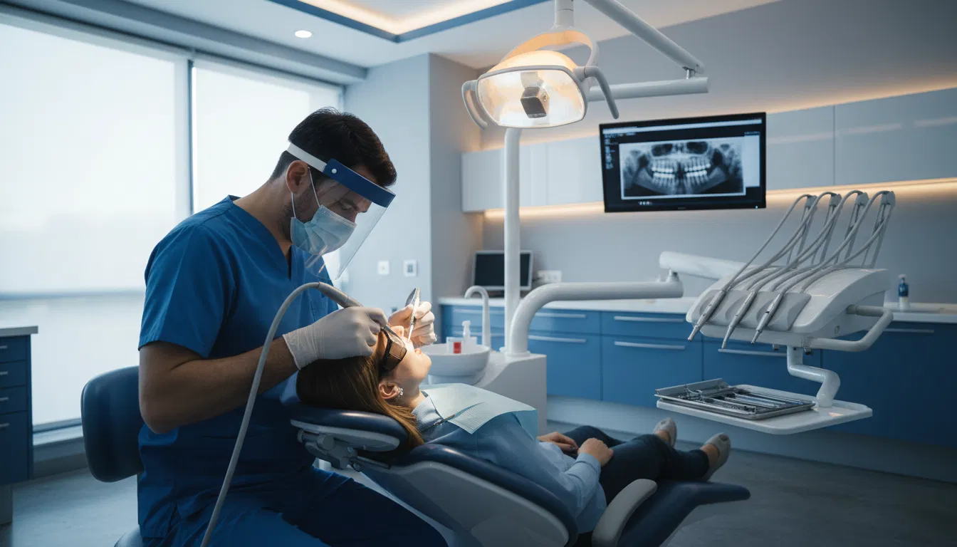Dentista atendendo paciente internacional