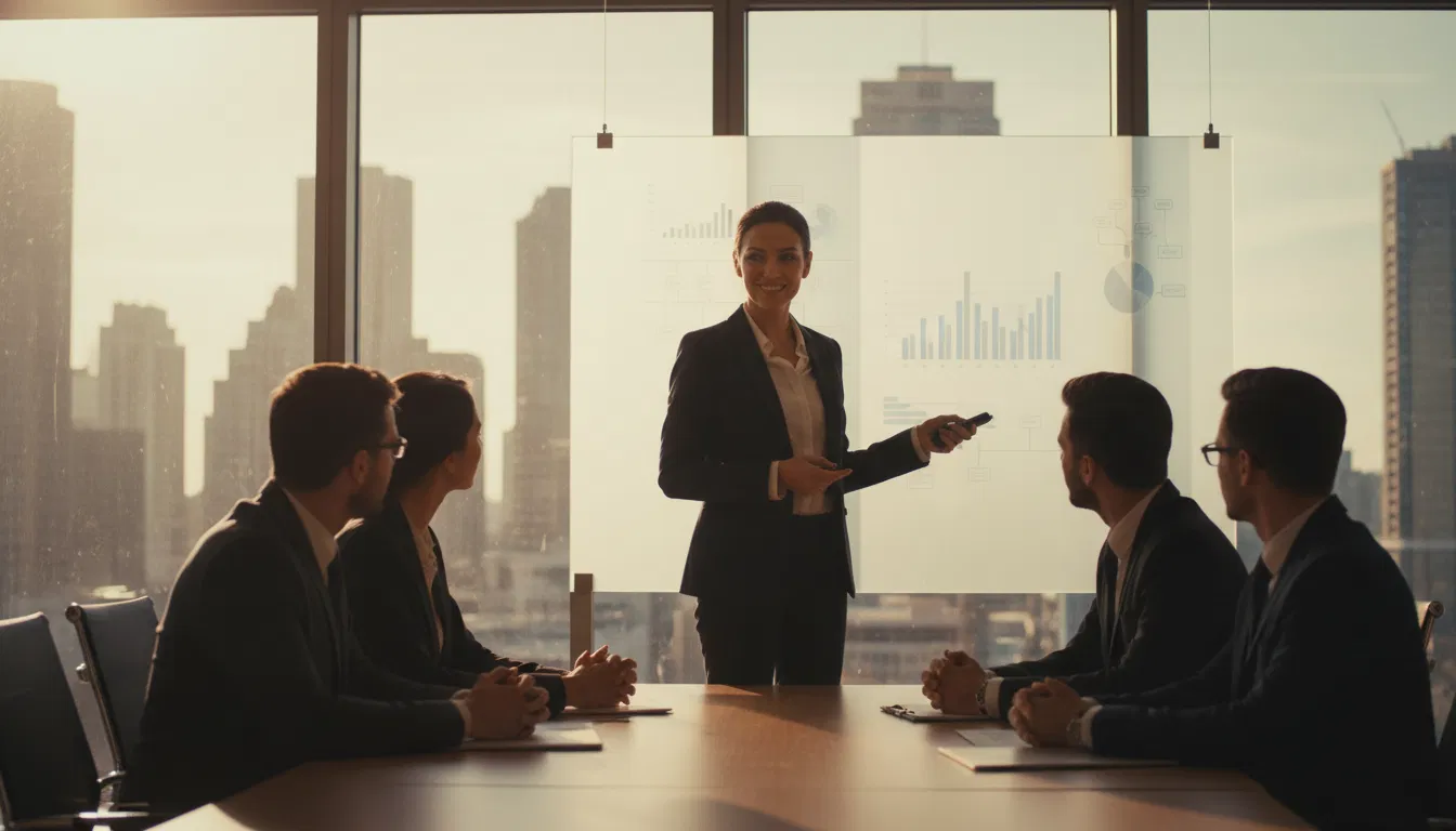 Gerente de projetos em reunião internacional