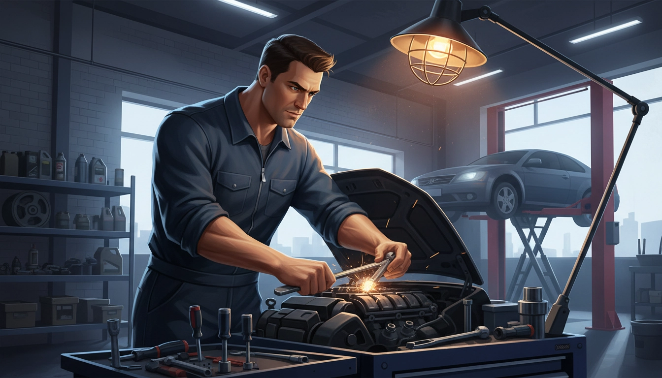 Mecânico aprendendo inglês profissional