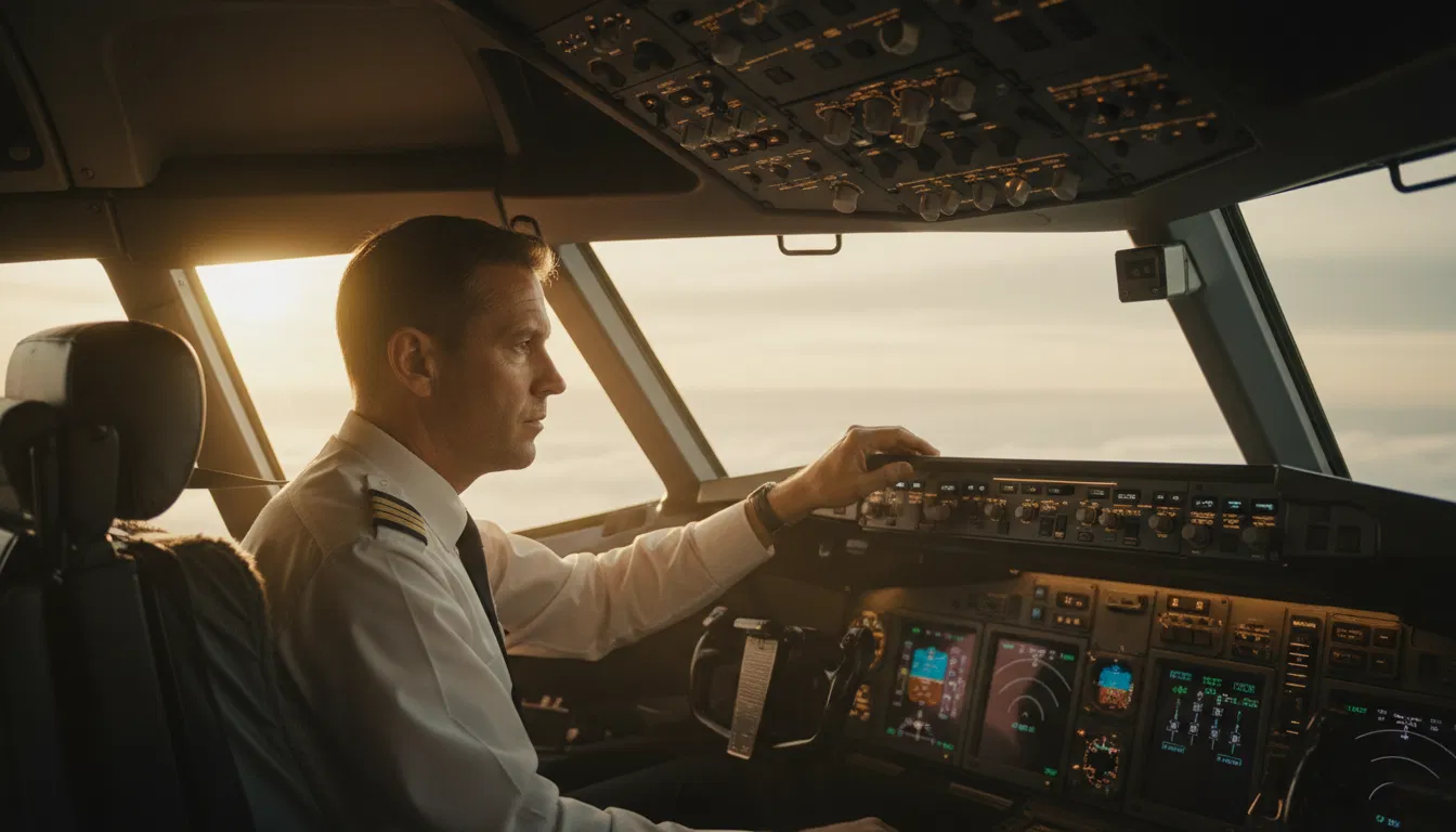 Piloto em cockpit preparado para carreira internacional