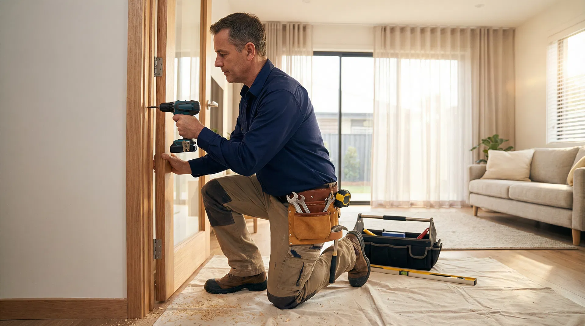 Professional handyman at work