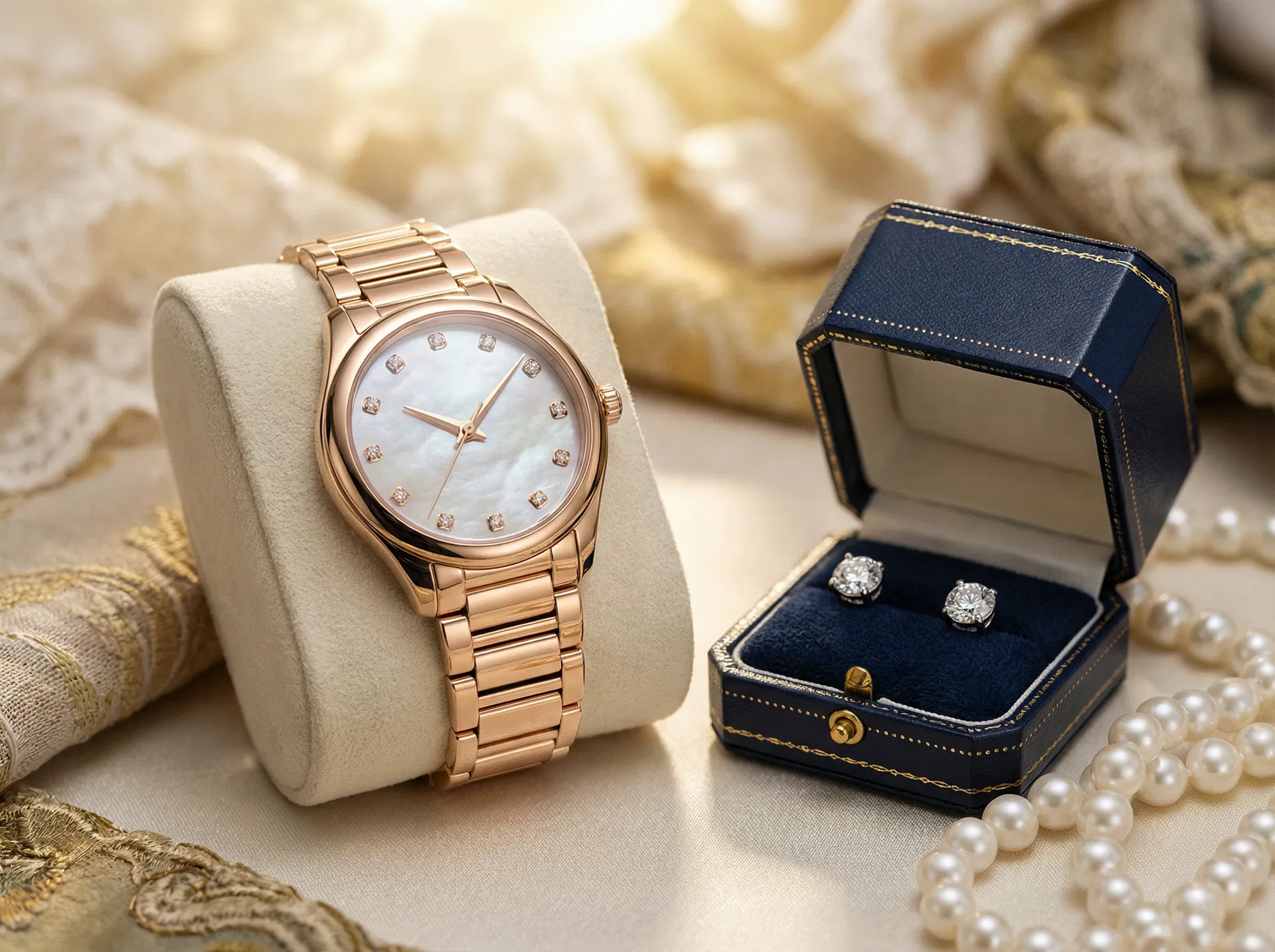 Luxury watch and jewellery display in premium boutique