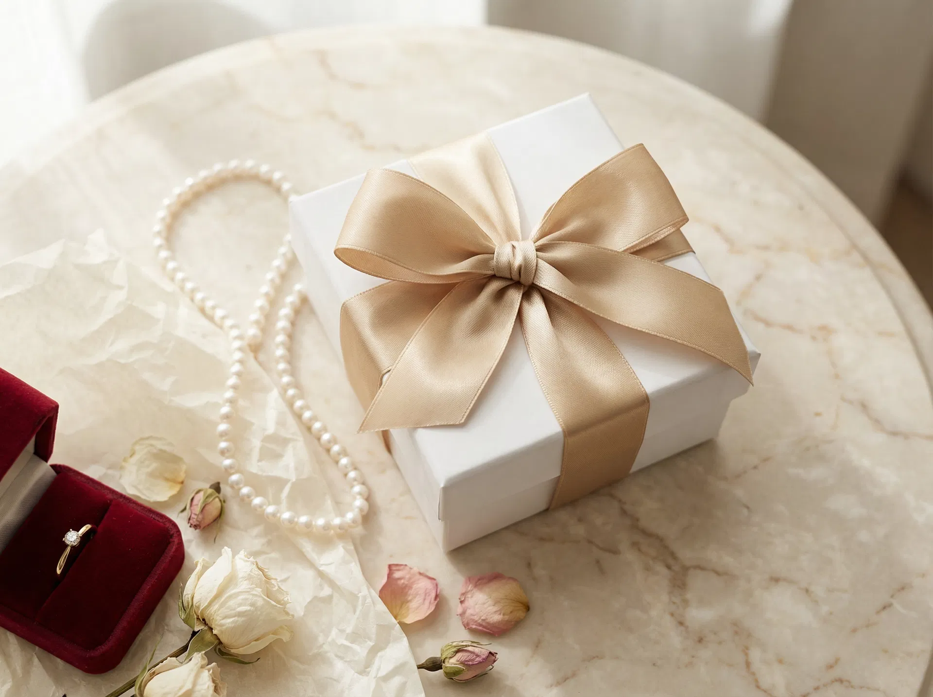 Luxury gift boxes with ribbon and designer accessories