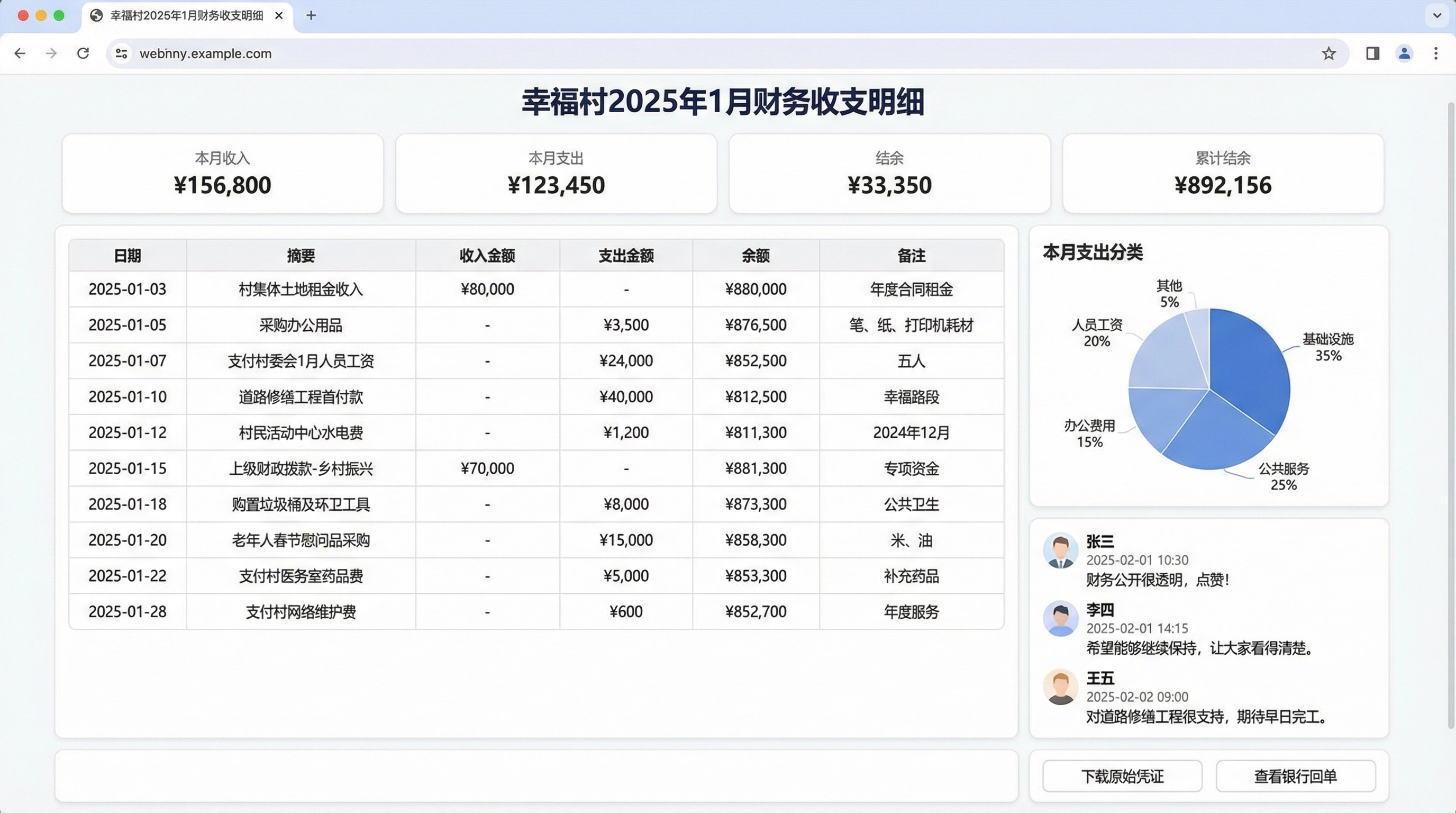村级财务收支明细公开