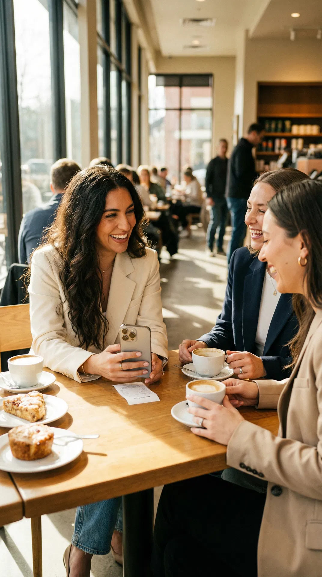 Woman scanning a receipt at a coffee shop with Cali