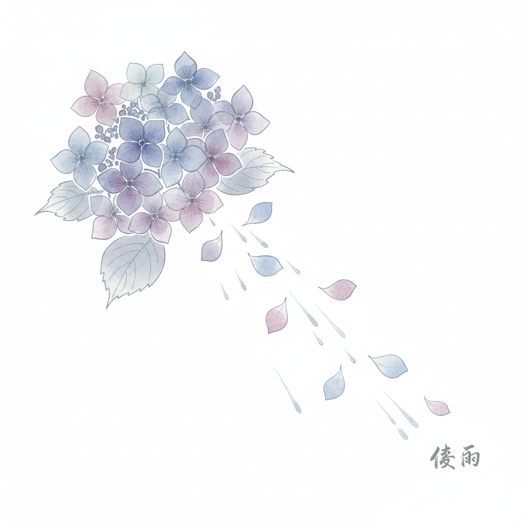 ☔ 新作デザイン「あじさいドリフト」公開しました🌧️ もうすぐ梅雨入り。雨に濡れて一番きれいに咲くあじさいを、にじむ水彩とすみ絵タッチで胸元に落とし込みました。淡いブルーとラベンダーの色合いは、グレーの空にもふんわり馴染みます。デニムにも、プリーツスカートにも合う一枚。Design Studioで、あなただけの梅雨コーデを作ってみてください🌸💧