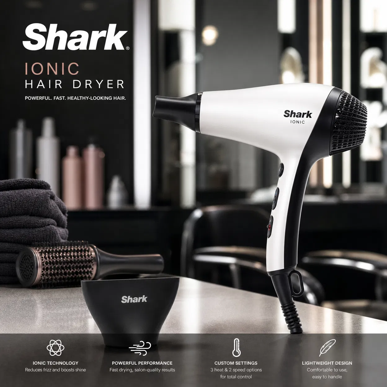 Secador Shark - Tecnologia Iônica para Cabelos Perfeitos