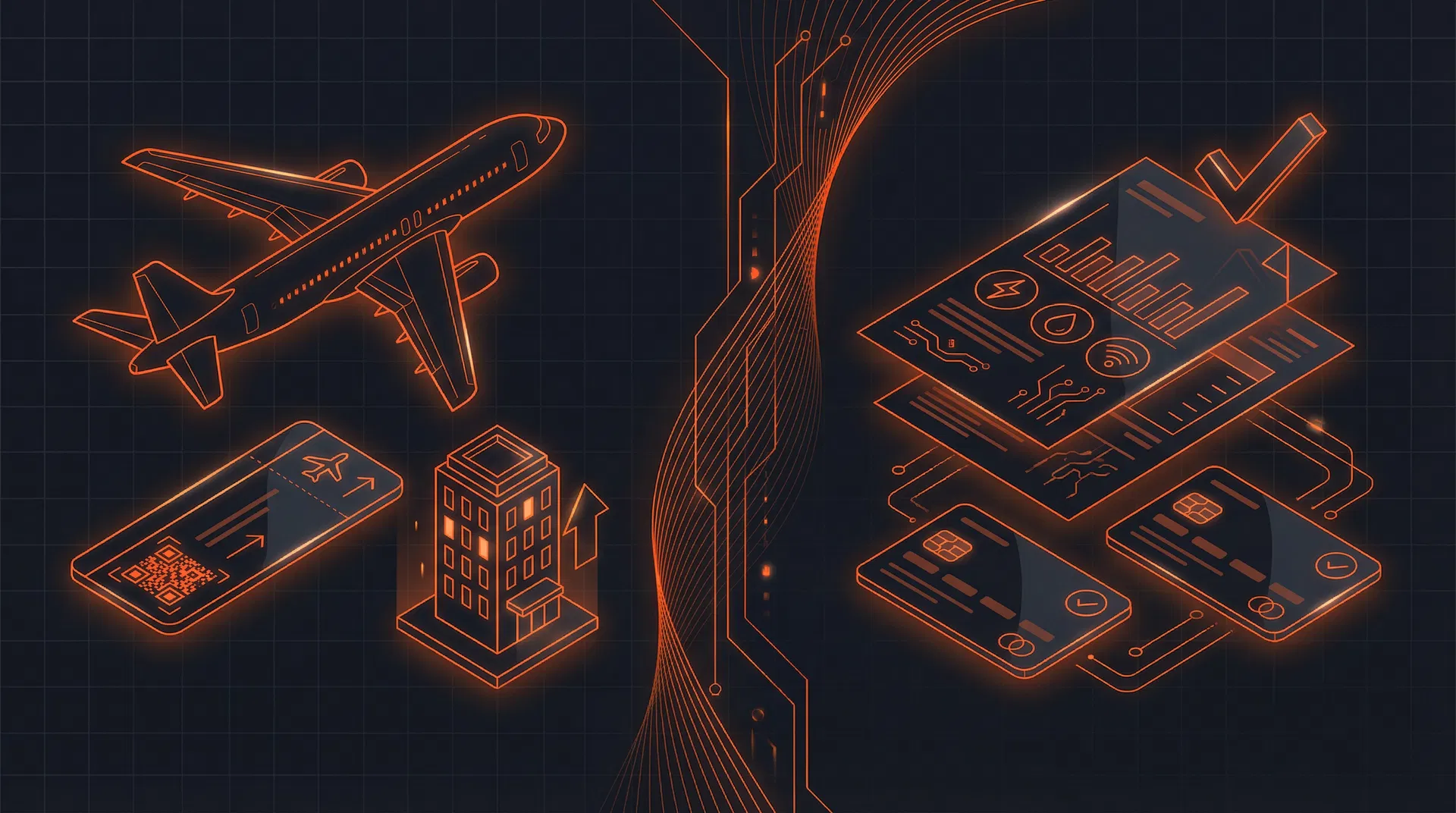 Travel booking and bill payment services illustration