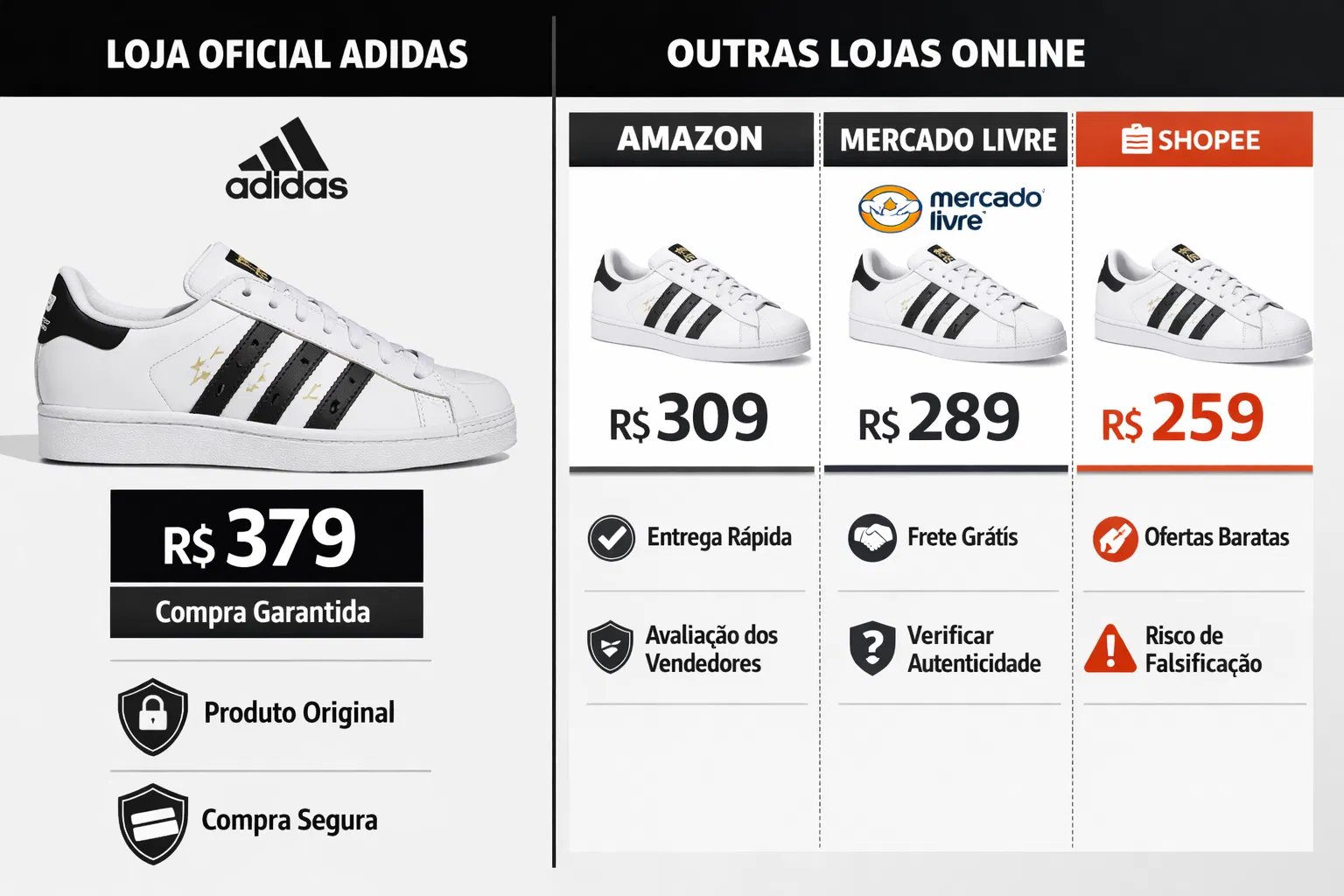 Comparação de preços Adidas Superstar