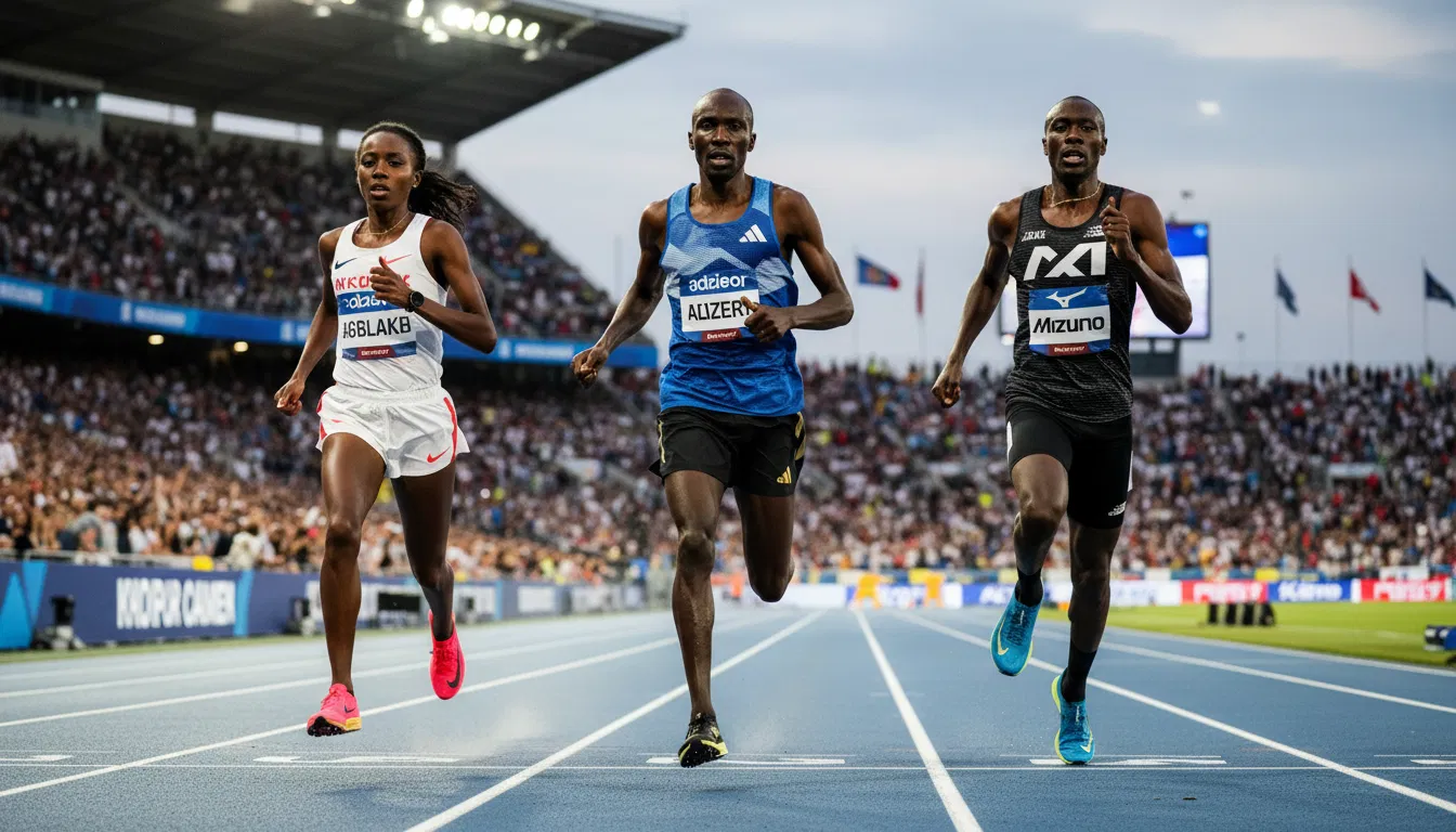 Atletas de corrida Nike, Adidas e Mizuno