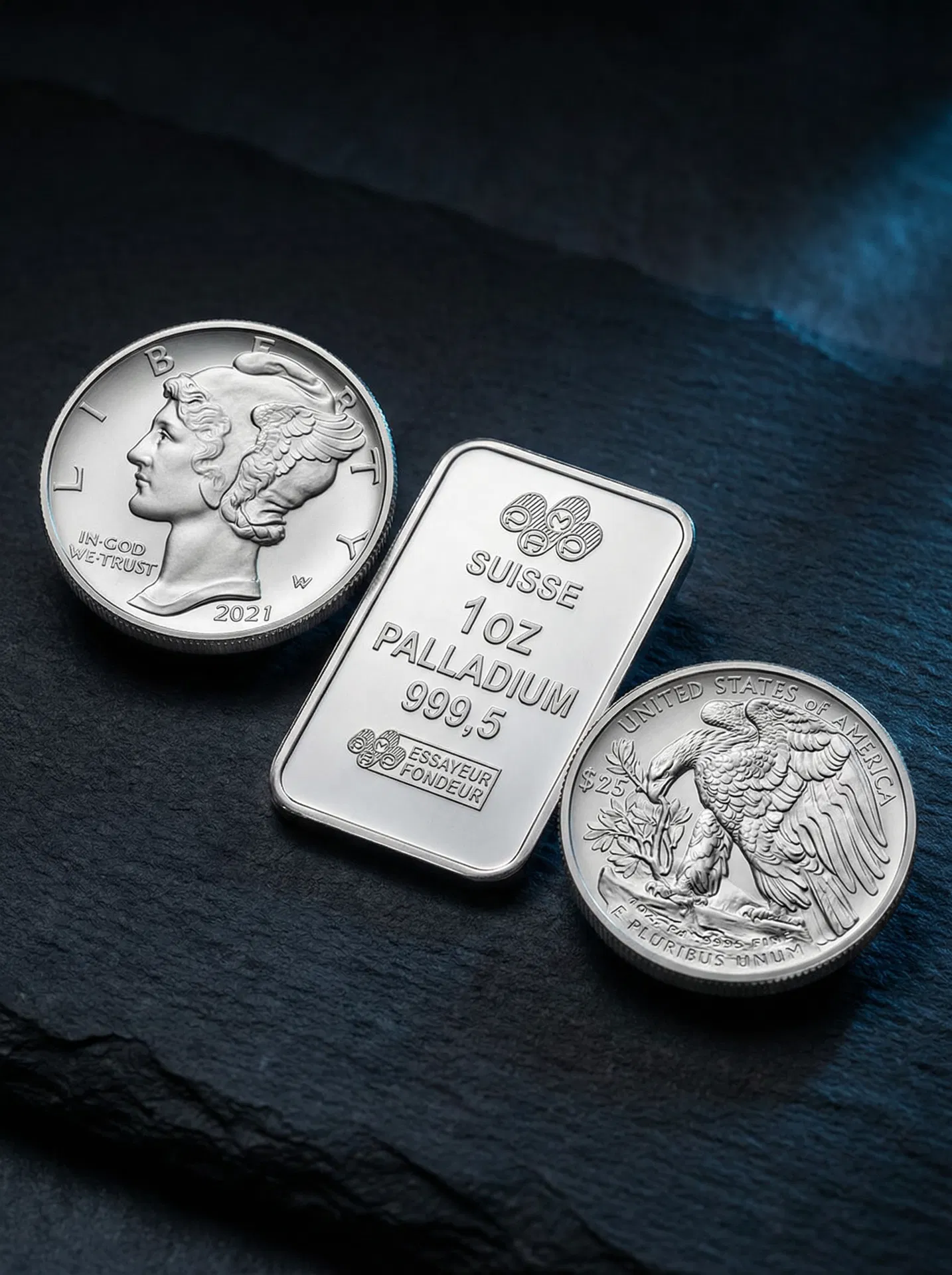 Palladium bullion coins and bars