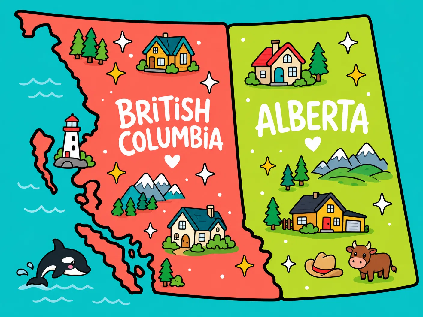Service areas in BC and Alberta