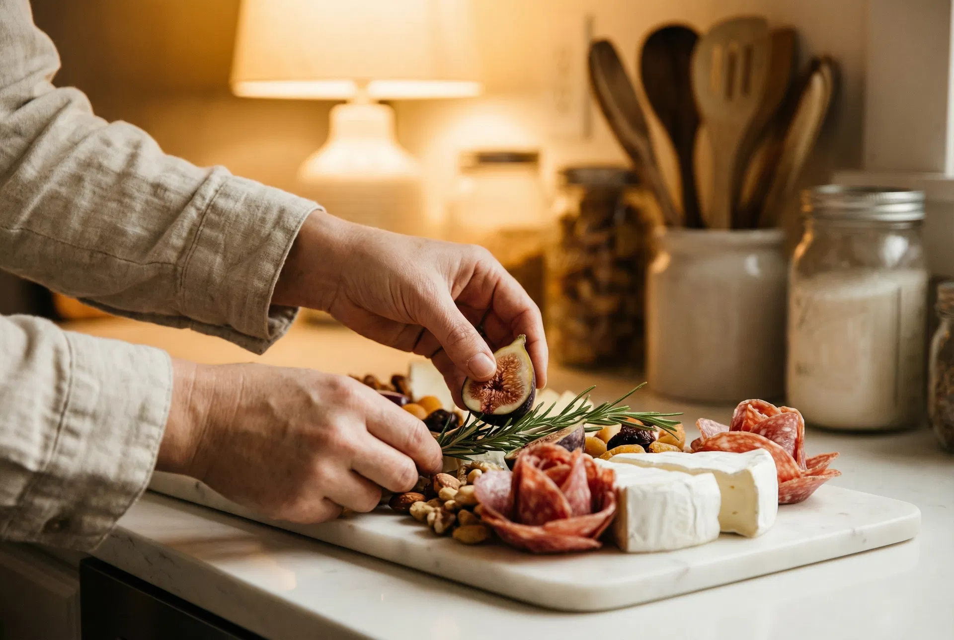 Emily crafting a grazing board