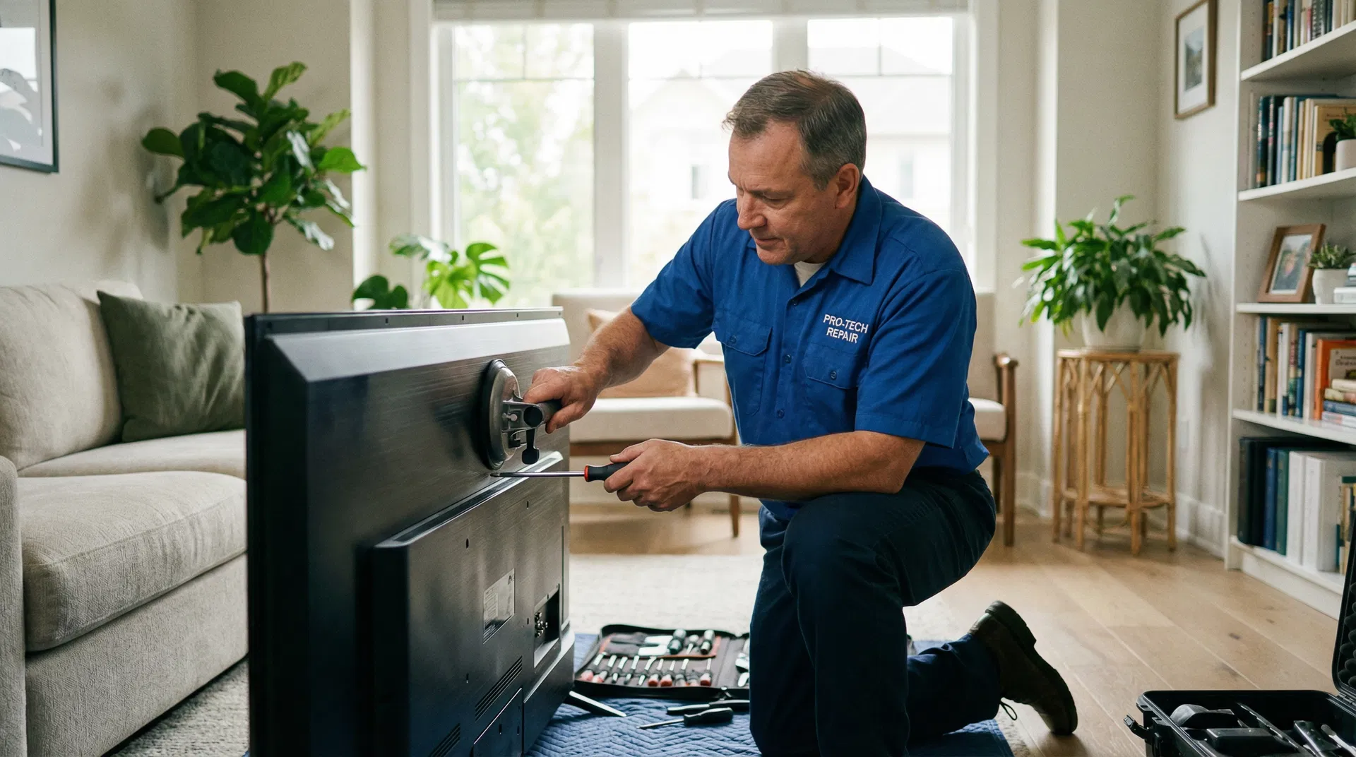 Professional TV repair technician