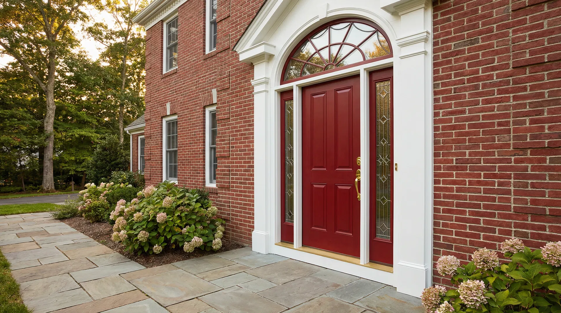 Beautiful new entry door installation on a Connecticut colonial home