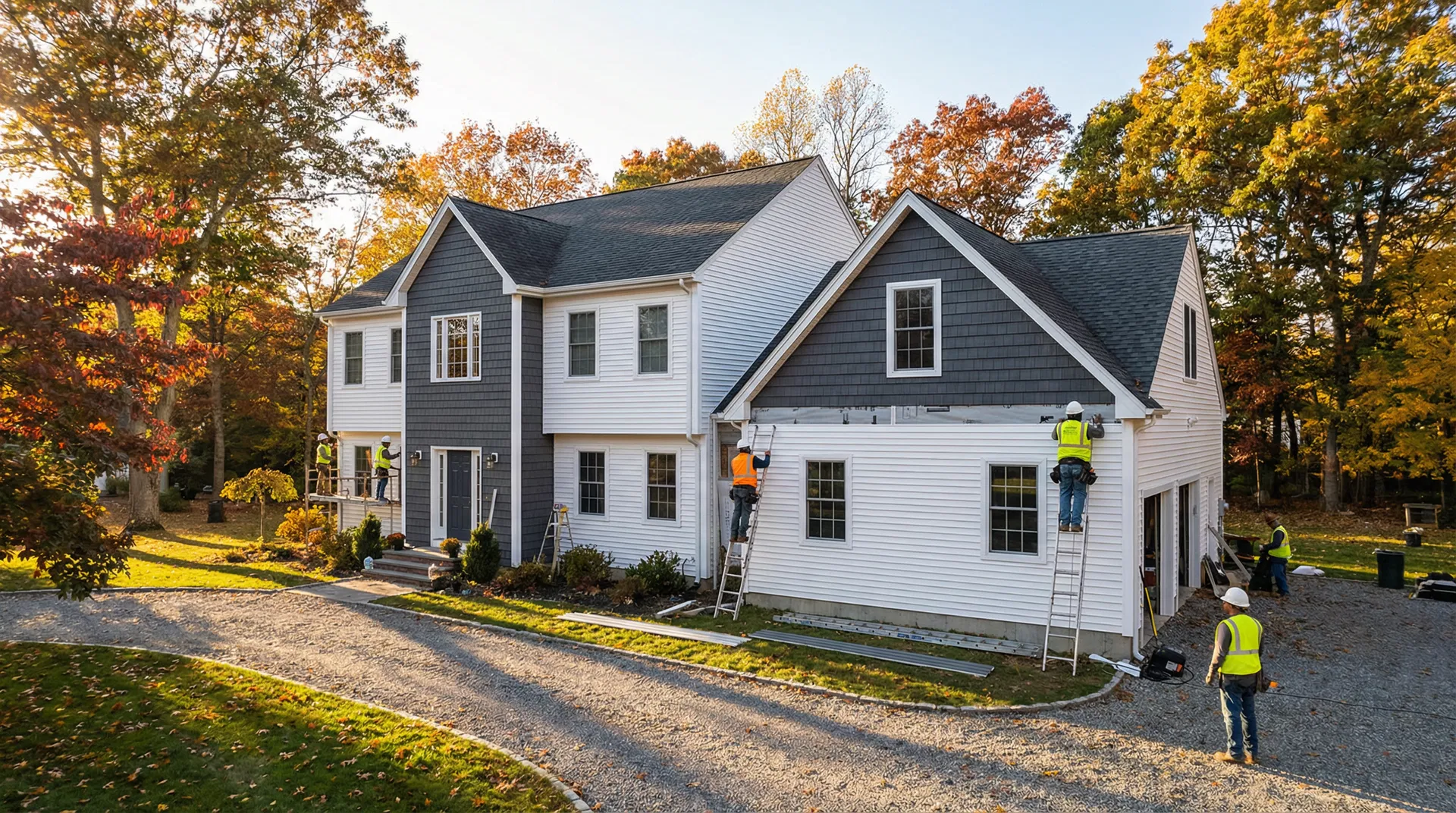 Vinyl siding installation on a Connecticut colonial home