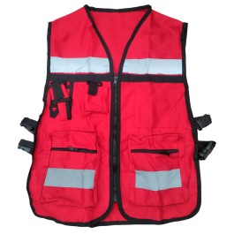 CHALECO BRIGADISTA ROJO REFLEJANTE CON BOLSA TU