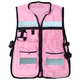 CHALECO BRIGADISTA ROSA PASTEL REFLEJANTE CON BOLSA TU