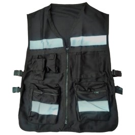 CHALECO BRIGADISTA NEGRO REFLEJANTE CON BOLSA TU