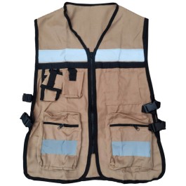 CHALECO BRIGADISTA KAKI REFLEJANTE CON BOLSA TU