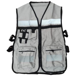 CHALECO BRIGADISTA GRIS PERLA REFLEJANTE CON BOLSA TU