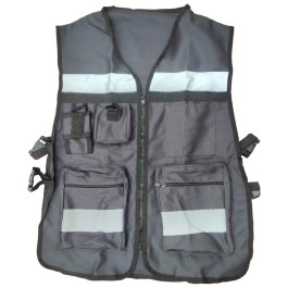 CHALECO BRIGADISTA GRIS OXFORD REFLEJANTE CON BOLSA TU