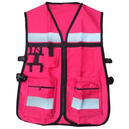 CHALECO BRIGADISTA FUCSIA REFLEJANTE CON BOLSA TU