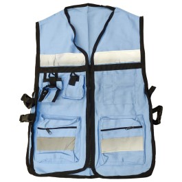 CHALECO BRIGADISTA CELESTE REFLEJANTE CON BOLSA TU