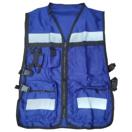 CHALECO BRIGADISTA AZUL REFLEJANTE CON BOLSA TU