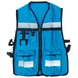 CHALECO BRIGADISTA AZUL TURQUESA REFLEJANTE CON BOLSA TU