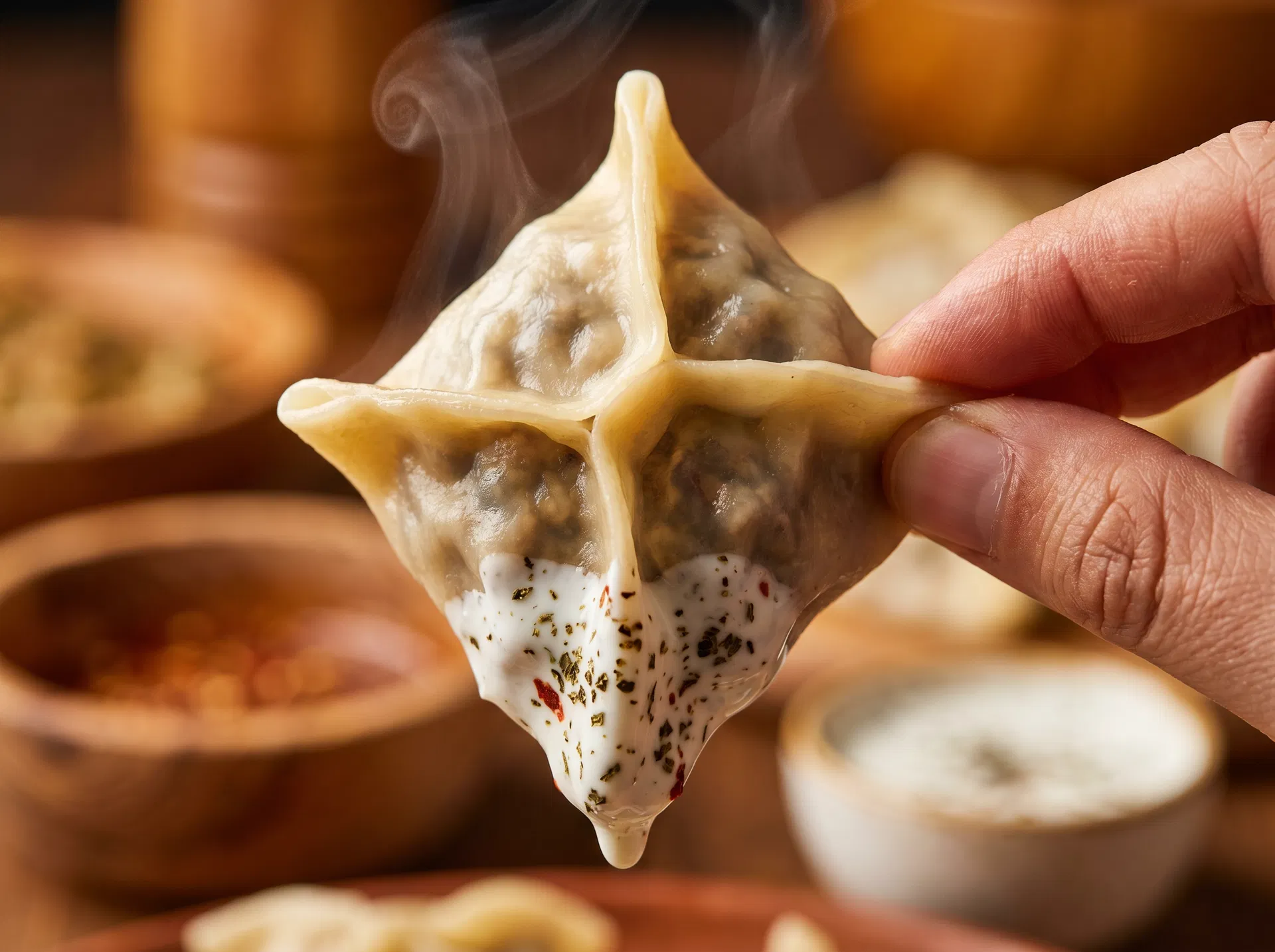 Mor's Mantu dumplings close up